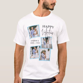 Modern 4 Photo Collage Happy Valentine’s Day T-Shirt