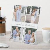 Modern 4 Photo Collage & Script Name Couple Sockelschild (In SItu)