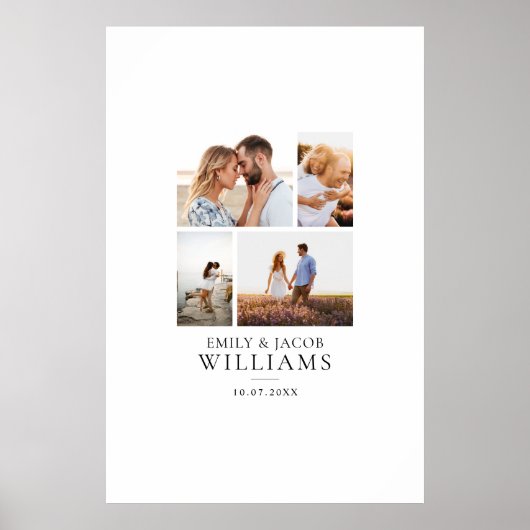 Modern 4 Photo Collage Wedding Guest Signature Poster (Vorne)