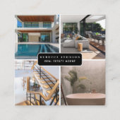 Modern 4 Photo Real Estate Agent QR Code Quadratische Visitenkarte (Vorderseite)