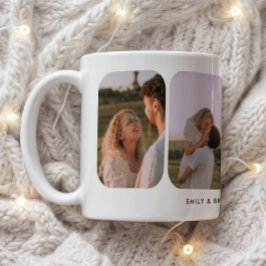 Modern 4-Photo Wedding Couple Names Kaffeetasse
