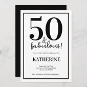 Modern 50 and Fabulous 50th Birthday Einladung (Vorne/Hinten)