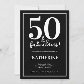 Modern 50 and Fabulous 50th Birthday Einladung