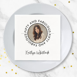 Modern 50 and Fabulous Bold 50th Birthday Party Serviette