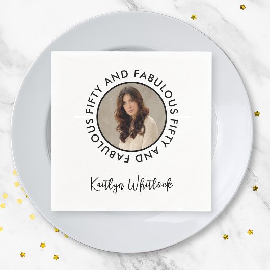 Modern 50 and Fabulous Bold 50th Birthday Party Serviette