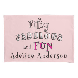 Modern 50 And Fabulous Pink 50th Birthday Gift Kissenbezug