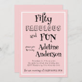 Modern 50 and Fabulous Pink 50th Birthday Party Einladung (Vorne/Hinten)