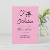 Modern 50 and Fabulous Pink 50th Birthday Party Einladung (Stehend Vorderseite)