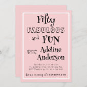 Modern 50 and Fabulous Pink 50th Birthday Party Einladung (Vorne/Hinten)