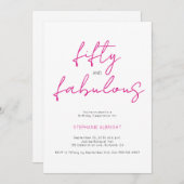 Modern 50 and Fabulous Pink 50th Birthday Party In Einladung (Vorne/Hinten)