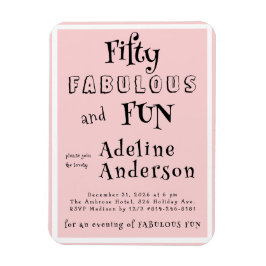 Modern 50 and Fabulous Pink 50th Birthday Party Magnet