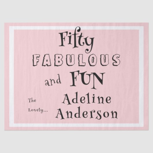 Modern 50 and Fabulous Pink 50th Birthday Party Seidenpapier (Vorderseite)