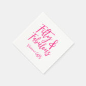 Modern 50 and Fabulous Pink 50th Birthday Party Serviette (Ecke)