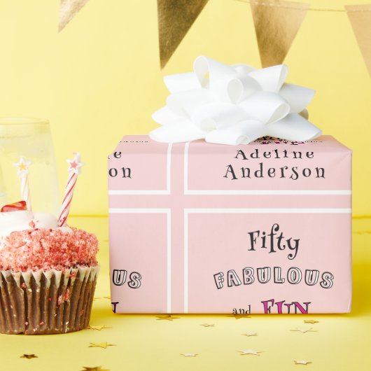 Modern 50 And Fabulous Pink 50th Wrapping Paper Geschenkpapier (Geburtstagsparty)