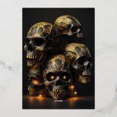 Modern 50. Geburtstag Skull Halloween Gold Folieneinladung (Rückseite)