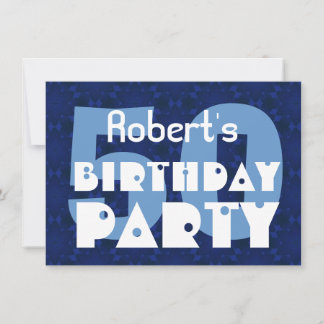 Modern 50. Geburtstagsparty Blue Pattern Y258 Einladung