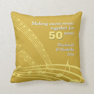 Modern 50. GOLDEN Wedding MUSIKNOTEN Kissen