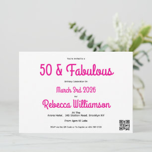 Modern 50 und Fabelhaft Rosa 50. Geburtstag Einladung