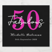 Modern 50th Birthday 50 and Fabulous Party Schaumweinetikett (Einzelnes Label)