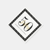Modern 50th Birthday Party Black And White Serviette (Ecke)