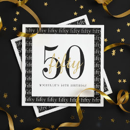 Modern 50th Birthday Party Black And White  Serviette
