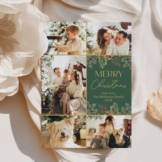 Modern 5 Foto Collage Frohe Weihnachten