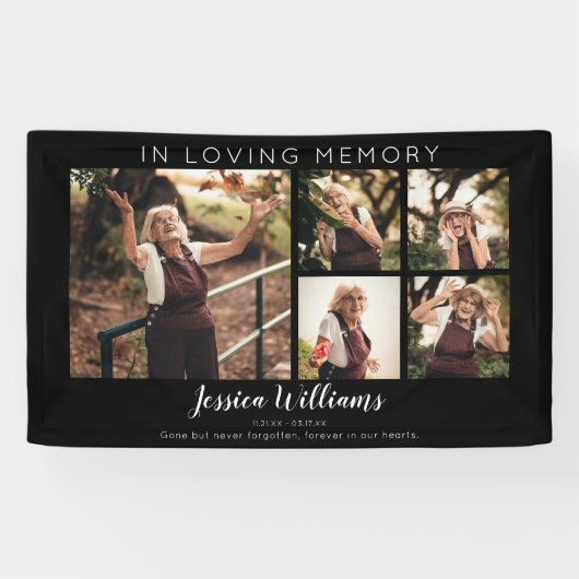 Modern 5 Foto Collage Memorial Banner (Horizontal)
