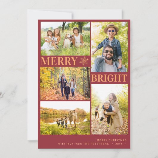 Modern 5 Fotos Goldschneeflocke Weihnachten (Vorderseite)