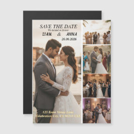 Modern 5 Photo Wedding Save the Date Card Magneteinladung