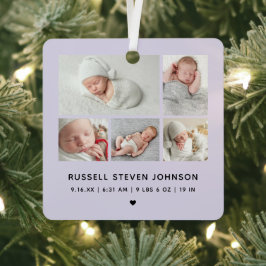 Modern 5 Photos Birth Announcement Ornament Aus Metall