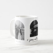 Modern 5 Year Anniversary 3-Photo Wedding Couple Kaffeetasse (Vorderseite Links)