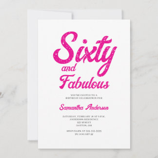 Modern 60 and Fabulous Pink 60th Birthday Party Einladung