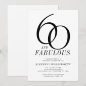 Modern 60 and Fabulous Sixtieth Birthday Party Einladung (Vorne/Hinten)