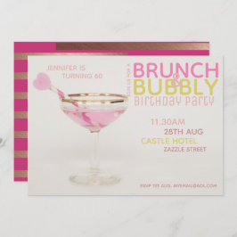Modern 60. BRUNCH BUBBLY Einladung PINK GOLD