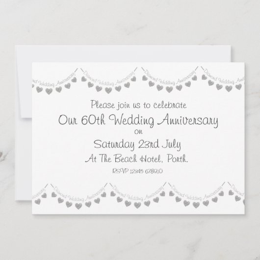 Modern 60. Diamond Hochzeitstag Einladung (Vorderseite)