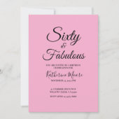 Modern 60and Fabulous Pink 60th Birthday Party Einladung (Vorderseite)