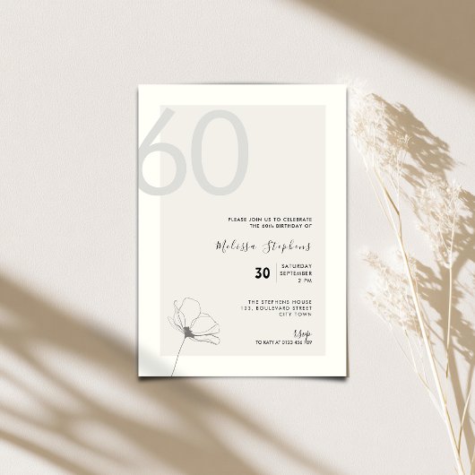 Modern 60th Birthday Invitation - Minimal Style Einladung