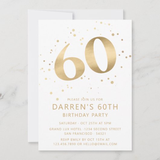 Modern 60th Sixty Birthday Photo Gold Glitter Einladung (Vorderseite)