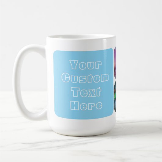 Modern 6 Custom Photo Text Besties Retro Blue Kaffeetasse (Links)