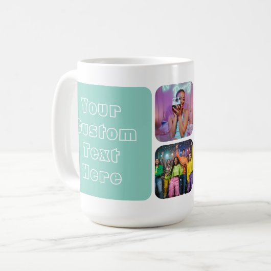 Modern 6 Custom Photo Text Besties Retro Green Kaffeetasse (Vorderseite Links)