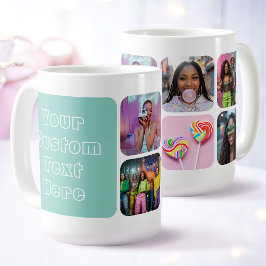 Modern 6 Custom Photo Text Besties Retro Green Kaffeetasse