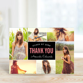 Modern 6 Foto Collage Abschluss Vielen Dank Dankeskarte