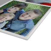 Modern 6 Foto Collage Zitat Grau Familienname Schneidebrett (Ecke)