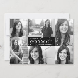 Modern 6 Foto Script Abschluss Einladung - Schwarz