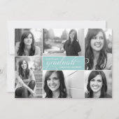 Modern 6 Foto Script Abschluss Invite - Mint Einladung (Vorderseite)