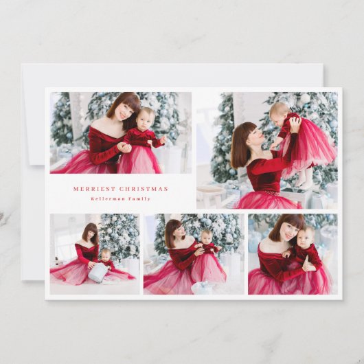 modern 6 Multi Foto Collage RED frohe Weihnachten (Vorderseite)