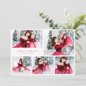 modern 6 Multi Foto Collage RED frohe Weihnachten (Stehend Vorderseite)