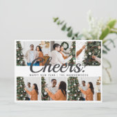 Modern 6 Photo Collage Cheers Happy New Year  Feiertagskarte (Stehend Vorderseite)