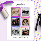 Modern 6 Photo Collage Frames Graduate High School Ankündigung
