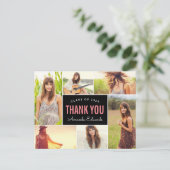 Modern 6 Photo Collage Graduation Thank You Postkarte (Stehend Vorderseite)